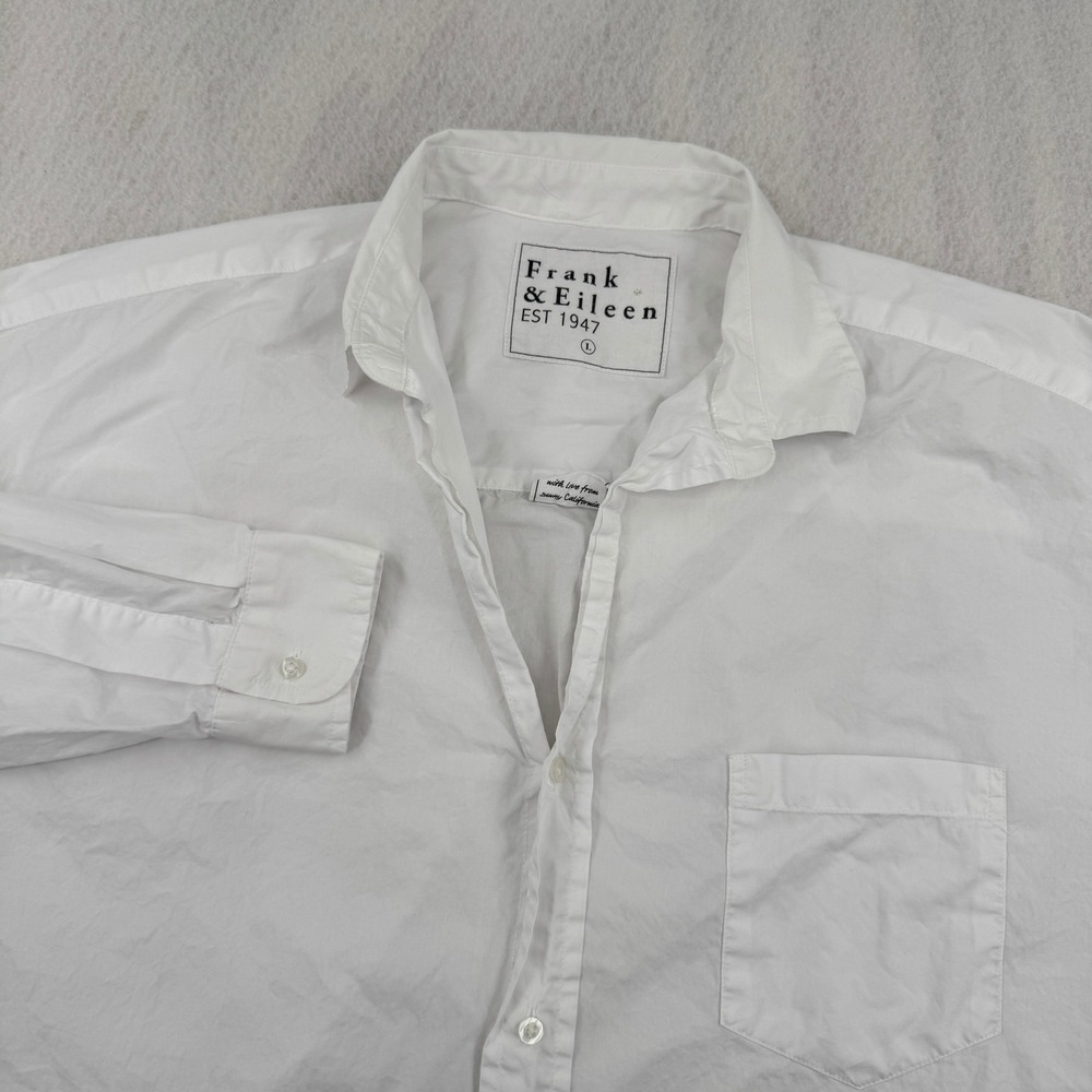 Frank & Eileen Shirley Button Up Shirt Women Large Oversized White Cotton Preppy